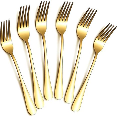 Set di forchette - 20 cm - Set da 6 pezzi - Forchette da tavola dorate - Lavabili in lavastoviglie - Adatte per casa, cucina o sala da pranzo (1/5)
