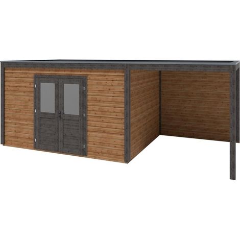 Abri de jardin en bois Nova 6.56x3.09m - 20.27m2 - Ep. 28mm - Traité (1/3)