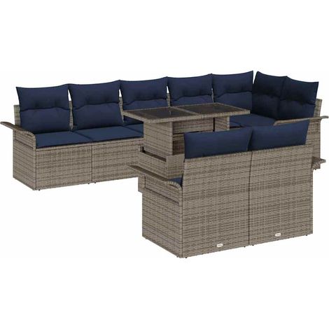 Maison Exclusive - Set Divano da Giardino 9 pcs Grigio Rattan in Polipropilene