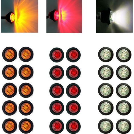 3/4" Round Waterproof LED for Front Tail Side Marker Light Car Truck 12V (Pack of 30) (1/5)