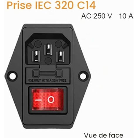 Lot de 4 modules d'entrée IEC320 C14 à 3 broches avec fusible 10 A, prise d'alimentation mâle 10 A 250 V CA pour dispositifs médicaux et équipements de laboratoire (1/4)