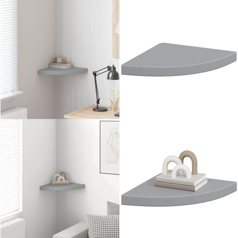 Étagère d'angle flottante gris 35x35x3,8 cm MDF - Étagère Murale - Étagère D'angle - Étagère Flottante - Rangement Mural - Décoration Murale - Home & Living (1/5)