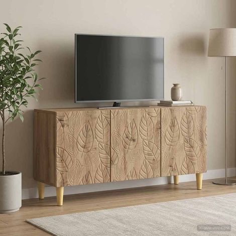 Beyamis Meuble TV 99 x 34,5 x 50 cm en chêne massif contrecollé (1/5)
