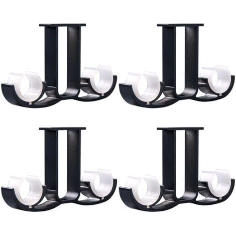 4Double Layer Curtain Rod, Sturdy Metal Curtain Rod, Ceiling Mounted Curtain Rod (Black) (1/5)