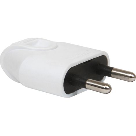 DEBFLEX - FICHE MALE 2P 6A DROITE A COIFFE BLANC - 713010