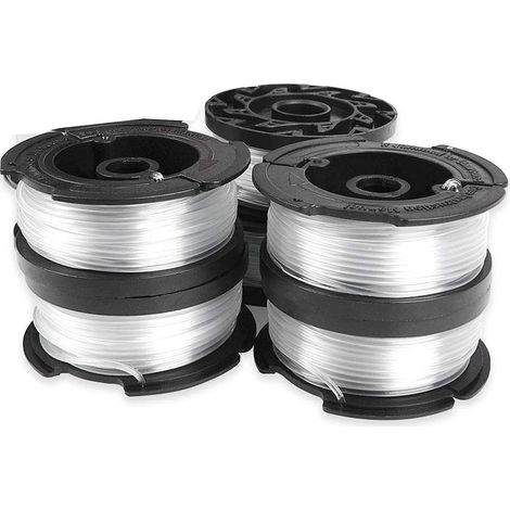 Bobine de fil réfléchissant Black+Decker pour débroussailleuses, bobine transparente réfléchissante, 6 bobines, 1 couvercle de bobine, 1 ressort (1/4)