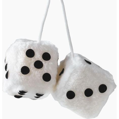 Double des en peluche a suspendre - Blanc 9x9cm