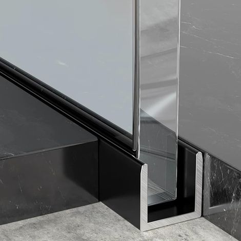 Profilé en U profond pour porte de douche fixe noire, rail (1/5)