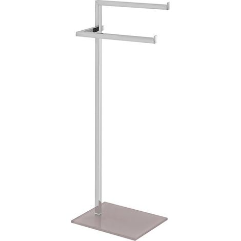 Piantana portasciugamani in acciaio cromato con base in vetro temperato tortora 20x86,5x28 cm Feridras