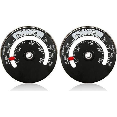 2er-Set magnetische Ofenthermometer – Thermometer für Holzöfen und Grills – Schornsteinrohr-Temperaturanzeiger – Geeignet für Holzöfen – Schwarz (1/5)