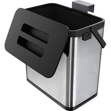 Poubelle murale pour porte de placard, poubelle en acier inoxydable anti-empreintes digitales (3L) (1/5)