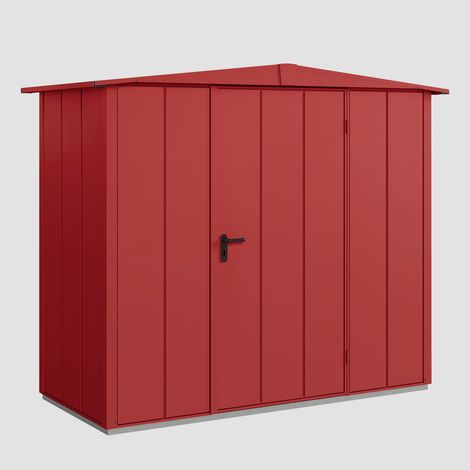 Hörmann Ecostar Metall-Gerätehaus Elegant mit Satteldach Typ 1, 259 x 121 cm, purpurrot, 2,6 m², 1-flüglige Tür