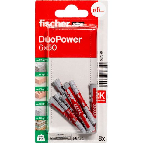 Fischer 537650 DuoPower 6 x 50 K NV Dübel 50 mm 6 mm 1 Set (1/5)