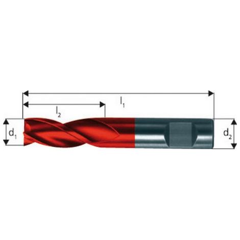 Microfraise extra courte, 3 dents, 45°, en carbure monobloc, Fire, Ø d1 - h10 : 1,00 mm, Long. totale l1 38 mm, Long. coupe l2 2 mm (1/5)
