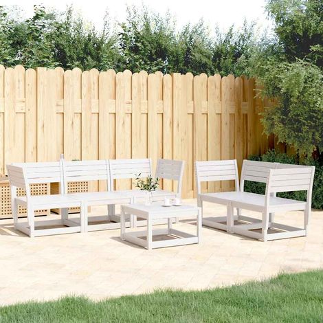 vidaXL Juego de sofás de jardín 5 piezas madera maciza de pino blanco (1/5)
