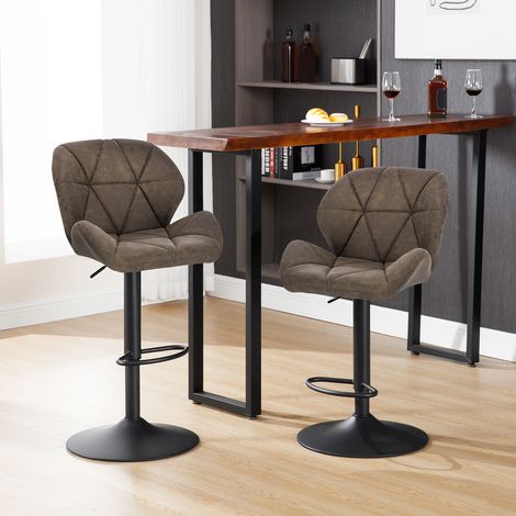 WOLTU Barhocker 2er Set, Barstuhl Höhenverstellbar, Bistrohocker mit Rückenlehne, höhenverstellbar, 360° Drehbar, Tresenhocker aus Kunstleder, belastbar bis 120 kg, Dunkelbraun (1/5)