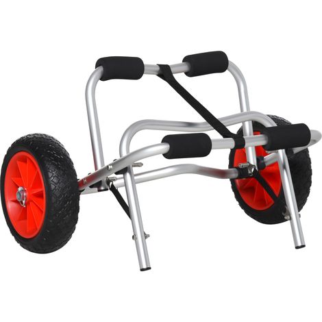 Alu Kanuwagen Kajakwagen Surfwagen klappbar mit Gurt Kunstleder-Räder Silber bis 75 kg 68 x 44,5 x 40 cm