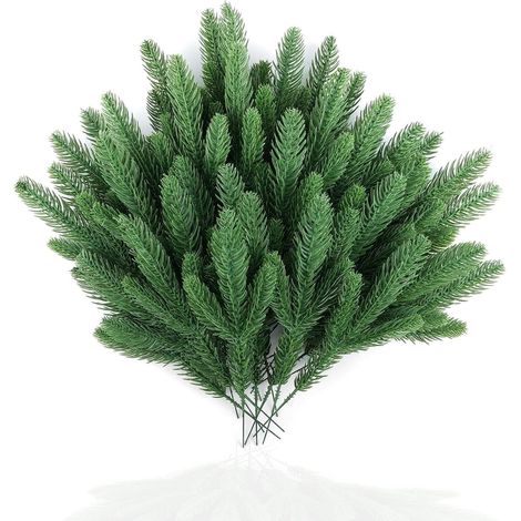 Lot de 50 branches de sapin artificielles de 28 cm - Décoration de Noël - Branches de pin en plastique pour couronne, guirlande, couronne de l'Avent, sapin de Noël, décoration de table (1/5)