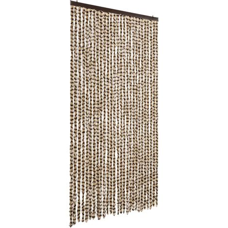 Rideau anti-mouches beige et marron 118x220 cm chenille CFW65078 (1/5)