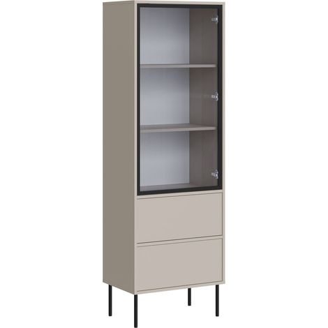 Estantería Merevai 105, Cachemira, Con puertas, Cerrable, Con cajones, Vidrio, Aglomerado laminado, Número de puertas: 0, Número de cajones: 0, 185x60x40cm