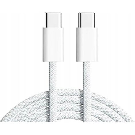 Cable USB-C eXtremestyle de nailon de 1 m, color blanco, carga rápida de 60 W. (1/4)