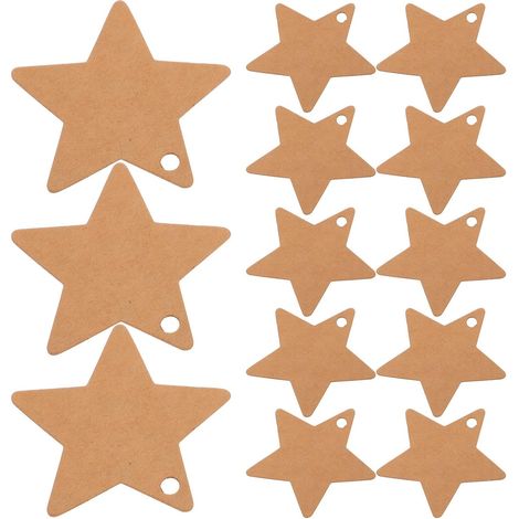100 Mini Étiquettes Suspendues en Papier Kraft Étoile 6x6 Cm, Étiquettes Présents en Carton Vierges pour Emballage, Décorations Fêtes, Noël, Mariage, Loisirs Créatifs (1/5)