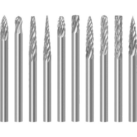 MINKUROW 10 Piezas Fresas De Extremo De Enrutador Cnc 0.118 "(3 Mm) Brocas De Carburo Sólido De Tungsteno De Vástago Con Cortador Rotativo De Diámetro De Cabeza De Corte De 3 Mm Para Grabado En Madera (1/5)