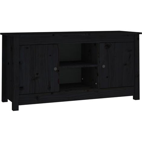 Mobile Porta TV Nero 103x36,5x52 cm in Legno Massello di Pino vidaXL (1/5)