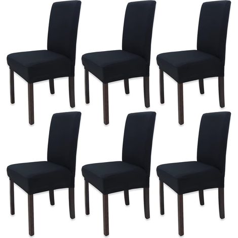 Lot 6 housses de chaise salle à manger élastiques noires (1/5)