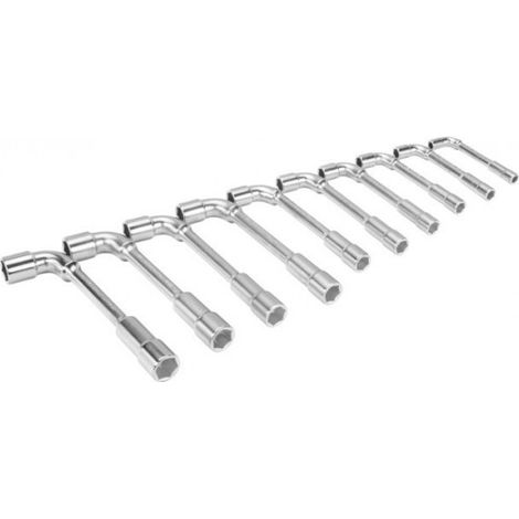 BAHCO - Jeu clés à pipe contre-coudées doubles, métriques, Dynamic-Drive 6x6 pans-10pc