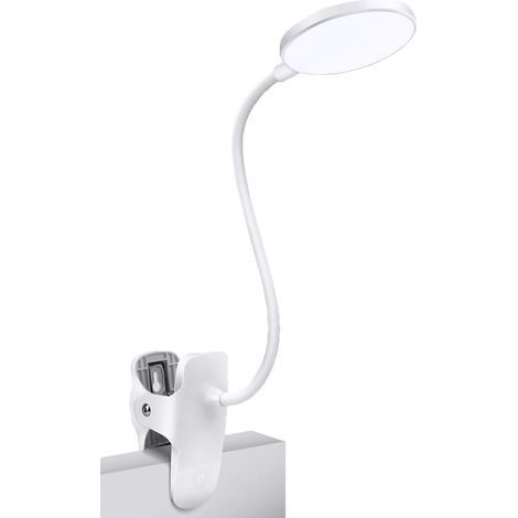 5-W-Klemmleuchte, LED-Nachttischlampe, weißes Licht und 3 Helligkeitsstufen mit Adapter, ideale Nachttischlampe/Doppelschicht (1/5)