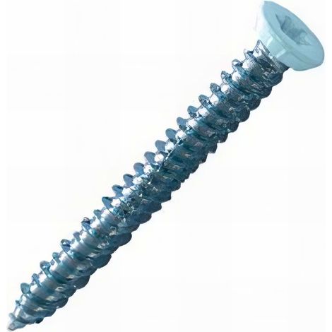 Vis béton d'ancrage tête fraisée T30 7,5 x 122 mm Zinguée Laquée Blanc - Boite de 100 pcs - VBE0751220LB