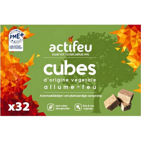 Anzünder für Aktivfeuer Holz pflanzliches Wachs 32cubes (1/2)