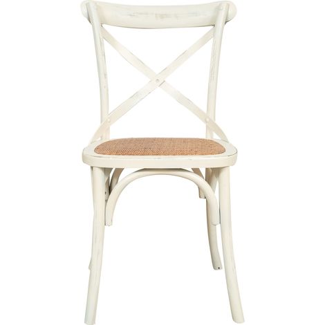Biscottini – Chaise Thonet vintage en frêne massif et rotin tressé – Dossier croisé – 50x52x90 cm – Confort optimal pour salle à manger