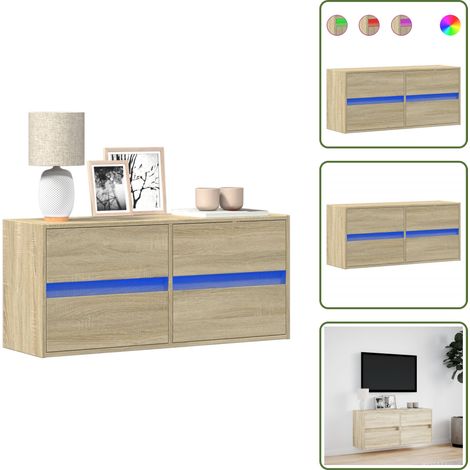 Armadio con cassetti - vidaXL Mobile TV a Parete con Luci LED Rovere Sonoma 100x31x45 cm - Armadio salvaspazio