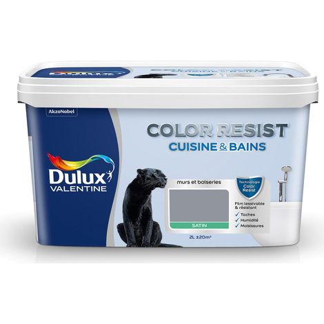 Peinture Color Resist Cuisine & Bains Satin Gris Building 2 L - Dulux Valentine