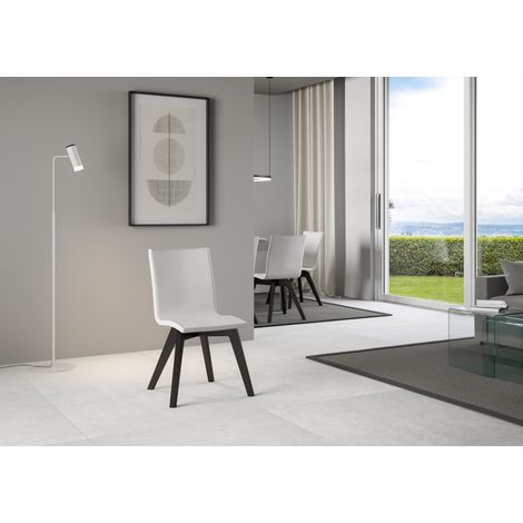 Sedia 52x52x87 cm Trudy gambe Antracite in Similpelle Bianco (1/3)