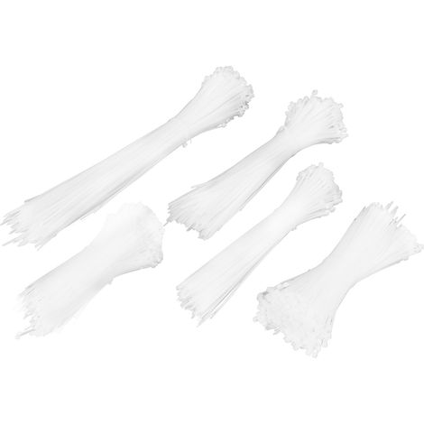 5 Ensembles de Serre-Câbles en Nylon Jetables, Attaches Rapides pour Fils et Câbles, Organisateur Blanc (1/5)