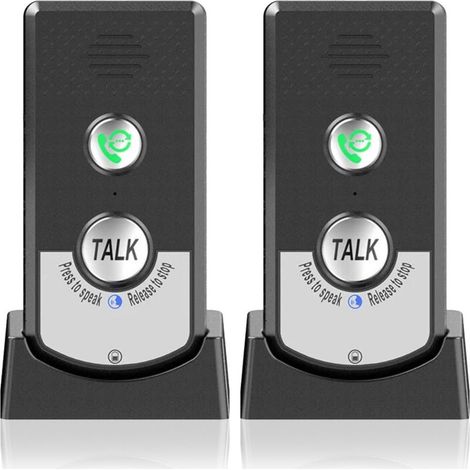 Set de 2 interphones sans fil pour maison - Appel bidirectionnel - Longue portée - Pour personnes âgées - Portable. (1/5)