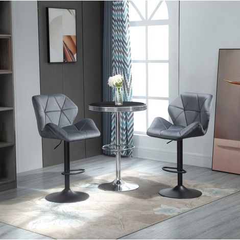 Tabourets de bar 2 pièces 57x58x117 cm en polyester gris, réglables, salon FLORAGRACE (1/5)
