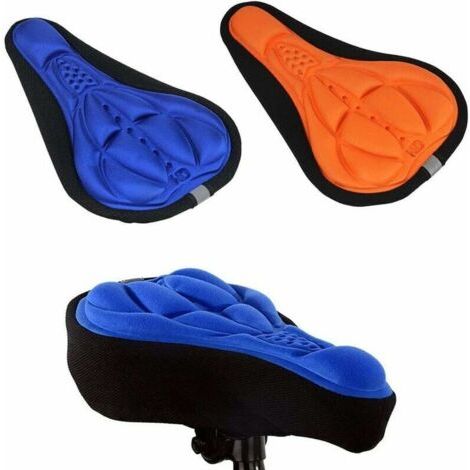 Paquet de 2 housses de selle de vélo, housses de selle de vélo en Gel 3D épaissi, accessoires d'équipement de vélo (orange, bleu) (1/5)