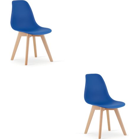 Set di 2 sedie Kito azzurre con gambe in legno di faggio (1/5)