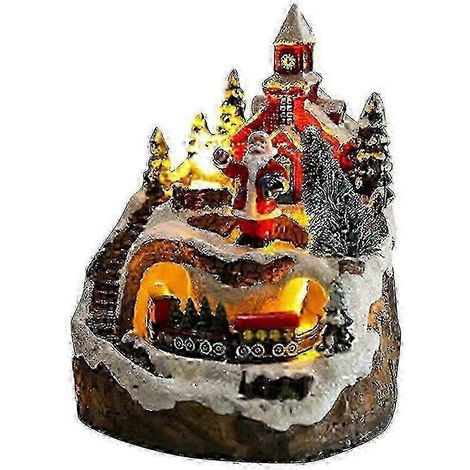 Ensemble de décorations de Noël : train miniature rotatif avec lumières LED et musique - San JP (1/5)