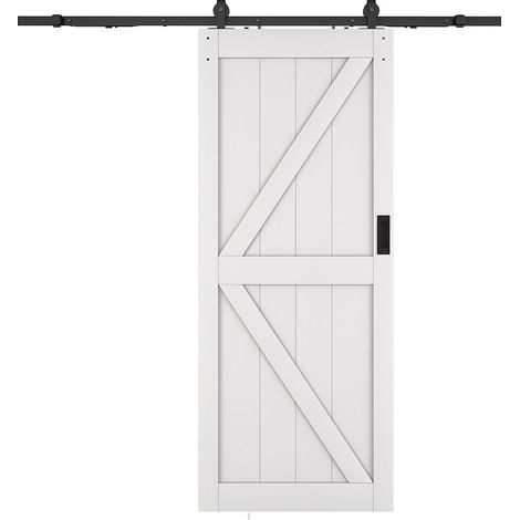 Porta scorrevole con sistema esterno muro H205 x 83 cm Legno e MDF Bianco - NEFARA