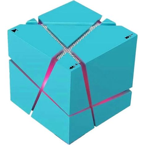 Bluetooth-Lautsprecher mit Subwoofer und eingebautem Radio, Soundkarte, tragbarer Mini-Stereo-Würfel-LED-Lautsprecher, FM- und TF-Kartenkompatibel, blau. (1/5)
