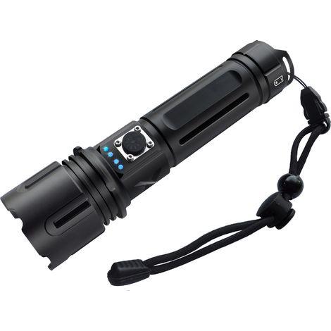 Lampe Torche LED Ultra Puissante, 10000 Lumens Lampe de Poche Rechargeable, Lampe Tactique XHP70.2, IP67 Étanche 5 Modes D'éclairage pour Camping Randonnée Urgence (1/4)