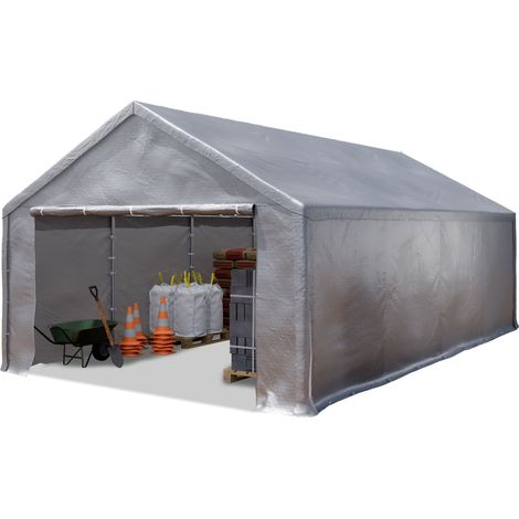 TOOLPORT Tenda capannone 4x8 m Tendostruttura Tenda garage telone PE 350 N impermeabile in grigio