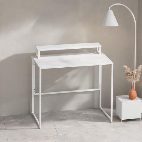 Bureau blanc pliable avec support moniteur 100 x 48 x 87,5 cm (1/5)