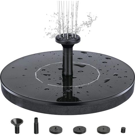 Fontaine solaire de 16 cm pour aquarium, bassin et jardin, avec buse de pulvérisation et panneau solaire.