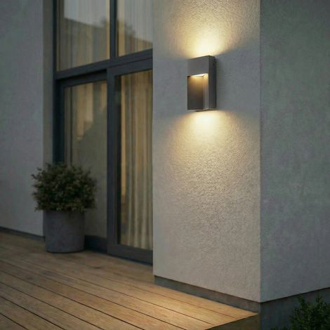 [GEBRAUCHT] B-Ware Lucande Außenwandleuchte CCT schwarz eckig LED Gartenlampe Wandleuchte IP44 30cm (1/2)